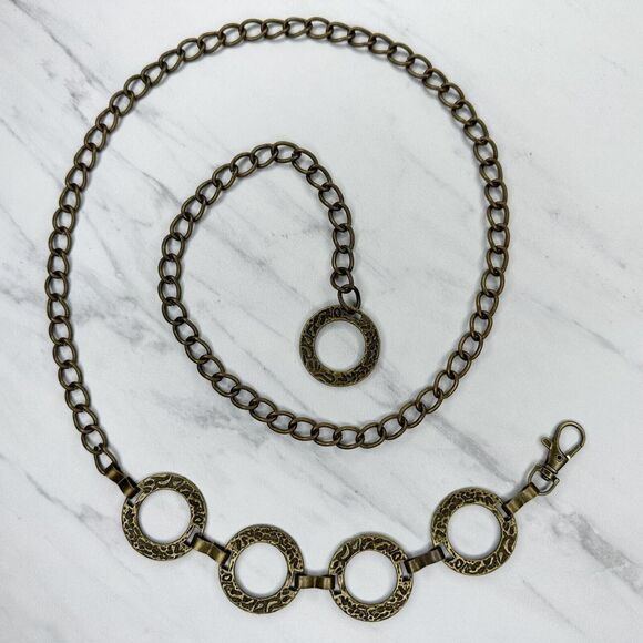 Animal Print Embossed Open Hoop Metal Chain Link Belt Y2K Boho ✨ - Picture 1 of 12